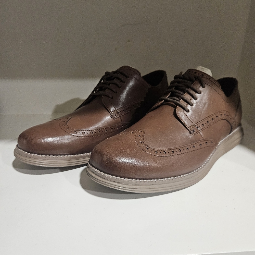 Cole Haan Brown Leather Brogue Derby Oxfords